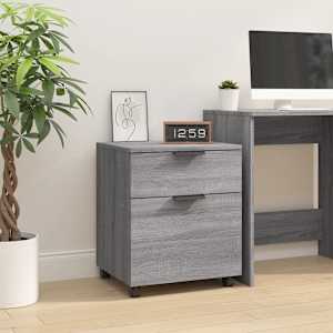 Pisarniška omarica na kolesih siva sonoma 45x38x54 cm inž. les