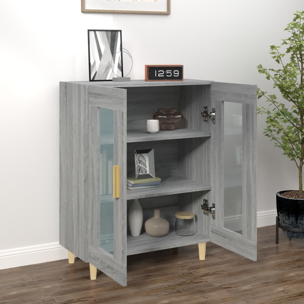 vidaXL Dressoir 69,5x34x90 cm bewerkt hout grijs sonoma eikenkleurig