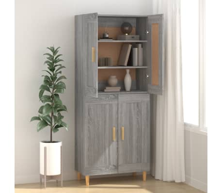 vidaXL kumode, pelēka ozolkoka, 69,5x34x90 cm, inženierijas koks