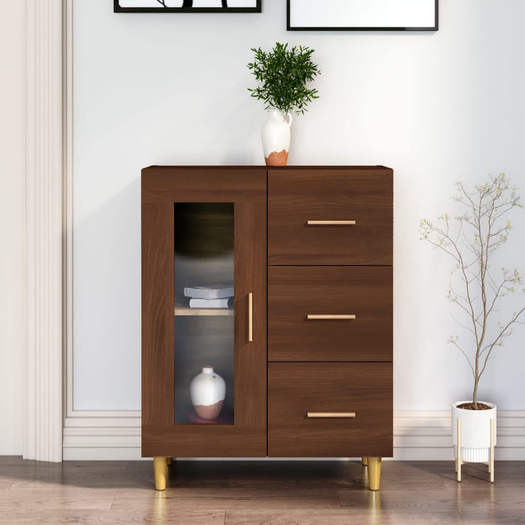 Buffet chêne marron 69,5x34x90 cm bois d'ingénierie
