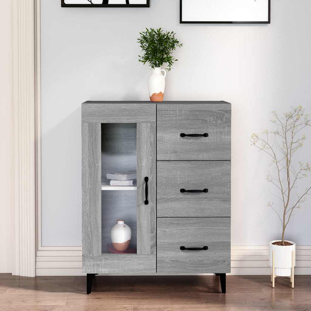 vidaXL skænk 69,5x34x90 cm konstrueret træ grå sonoma-eg