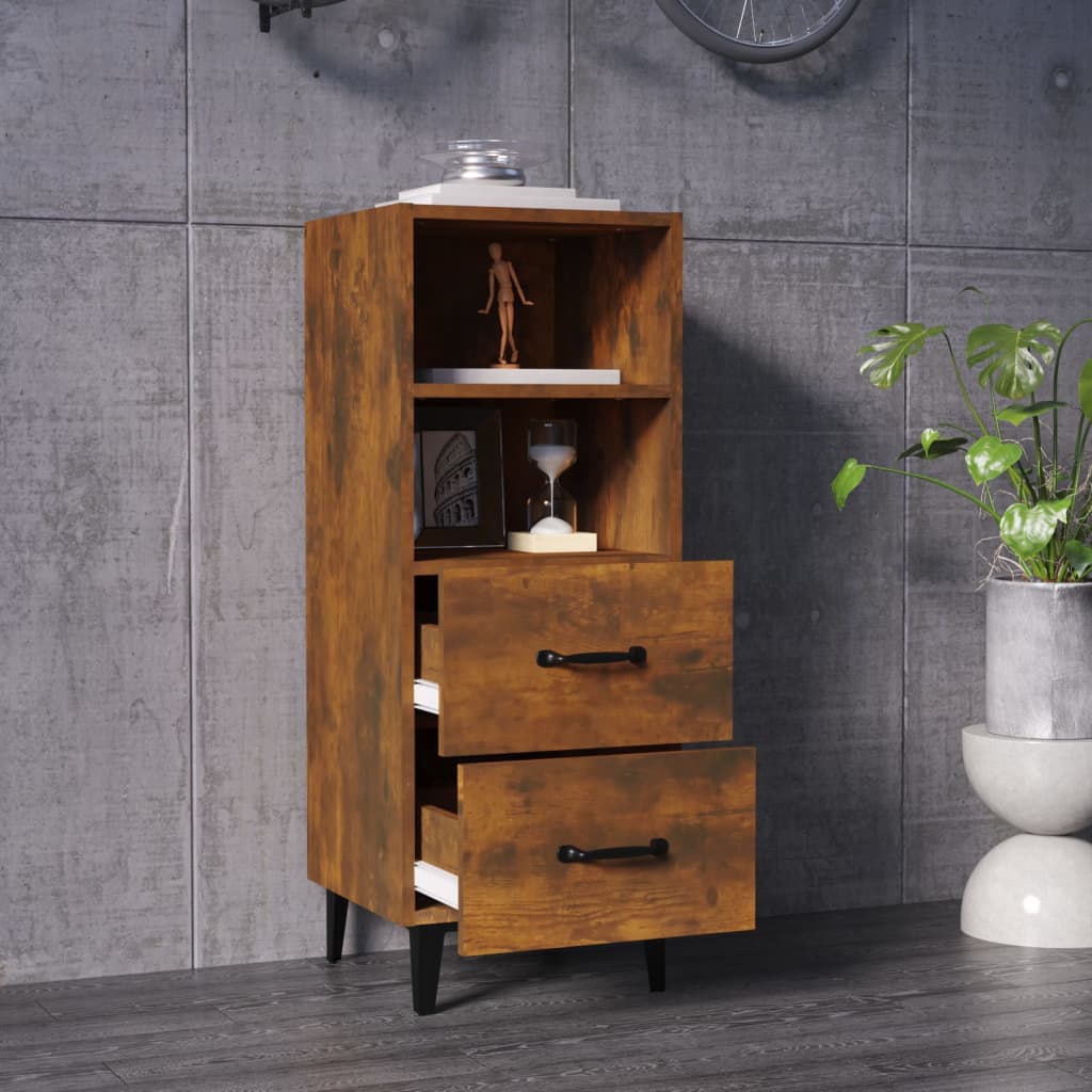 vidaXL Dressoir 34,5x34x90 cm bewerkt hout gerookt eikenkleurig afbeelding