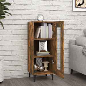 vidaXL &Scaron;oninė spintelė, dūminio ąžuolo, 34,5x34x90cm, apdirbta mediena