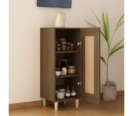 vidaXL Skenkur Br&uacute;nn Eikarlitur 34,5x34x90 cm Samsettur Vi&eth;ur