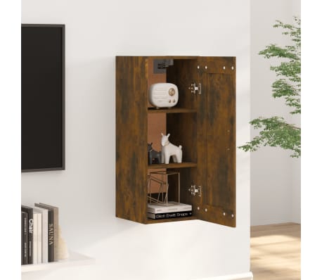 vidaXL Wandkast 35x34x90 cm bewerkt hout gerookt eikenkleurig