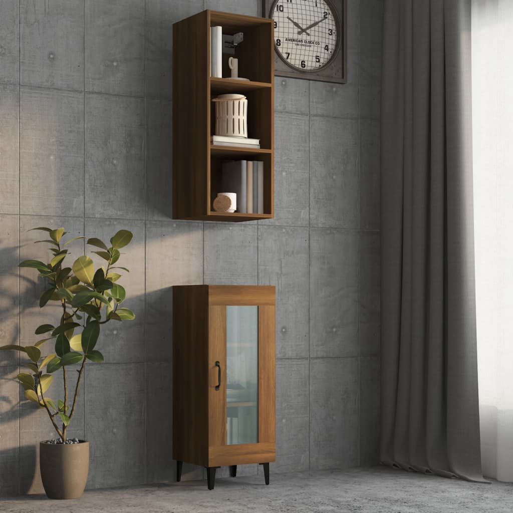vida XL Wandschrank Braun Eichen-Optik 34,5x 32,5x 90 cm Holzwerkstoff