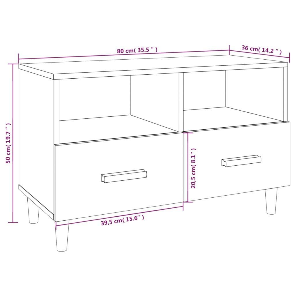 TV skříňka kouřový dub 80 x 36 x 50 cm kompozitní dřevo