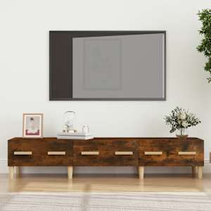 vidaXL Mueble de TV madera contrachapada roble ahumado 150x34,5x30 cm