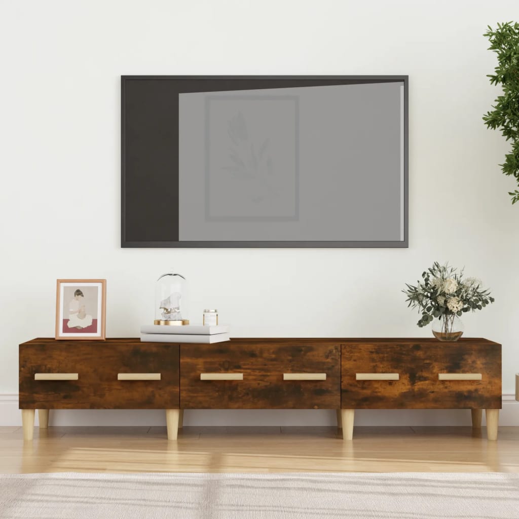 Televizoriaus spintelė, dūminio ąžuolo, 150x34,5x30cm, mediena | Stepinfit
