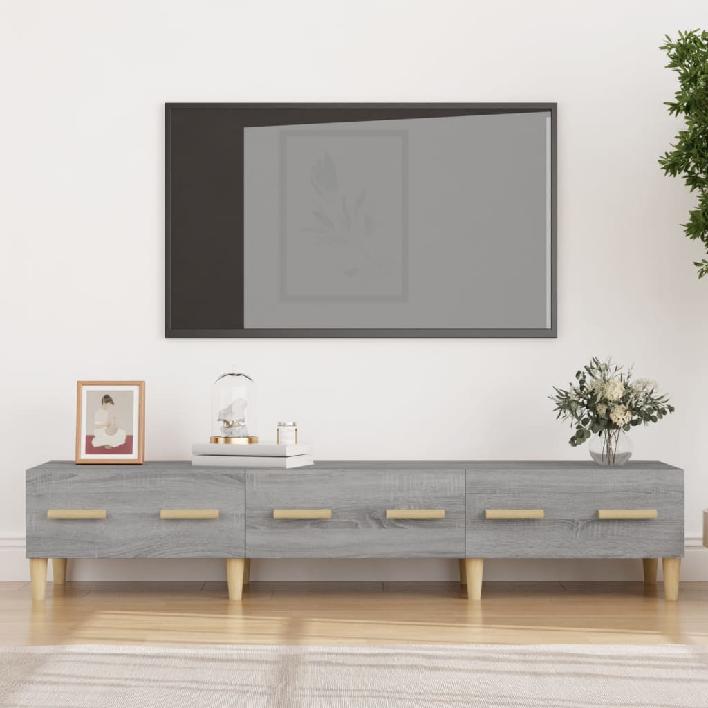 vidaXL Comodă TV, gri sonoma, 150×34,5×30 cm, lemn compozit