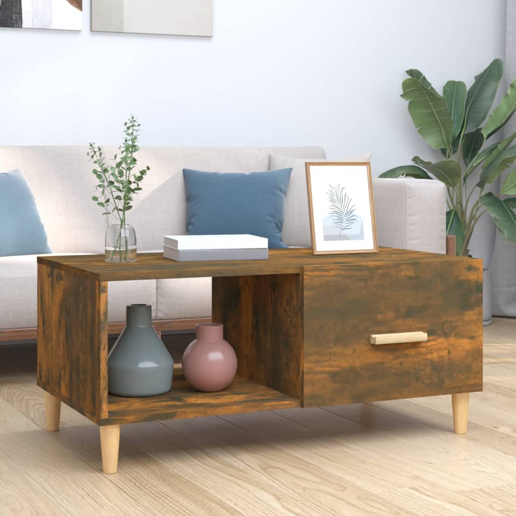 vidaXL Table basse Chêne fumé 89,5x50x40 cm Bois d'ingénierie