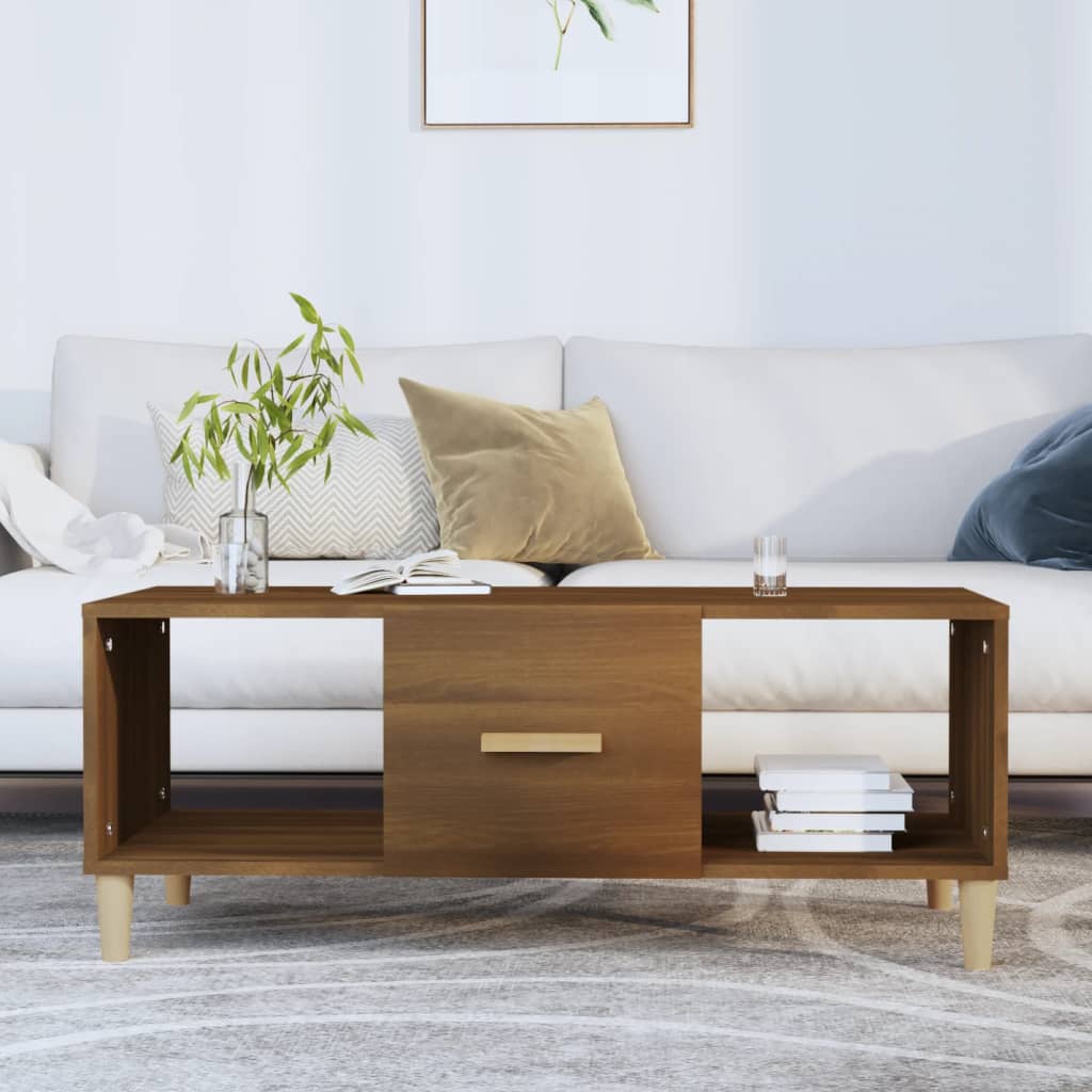 vidaXL sofabord 102x50x40 cm konstrueret træ brun egetræsfarve