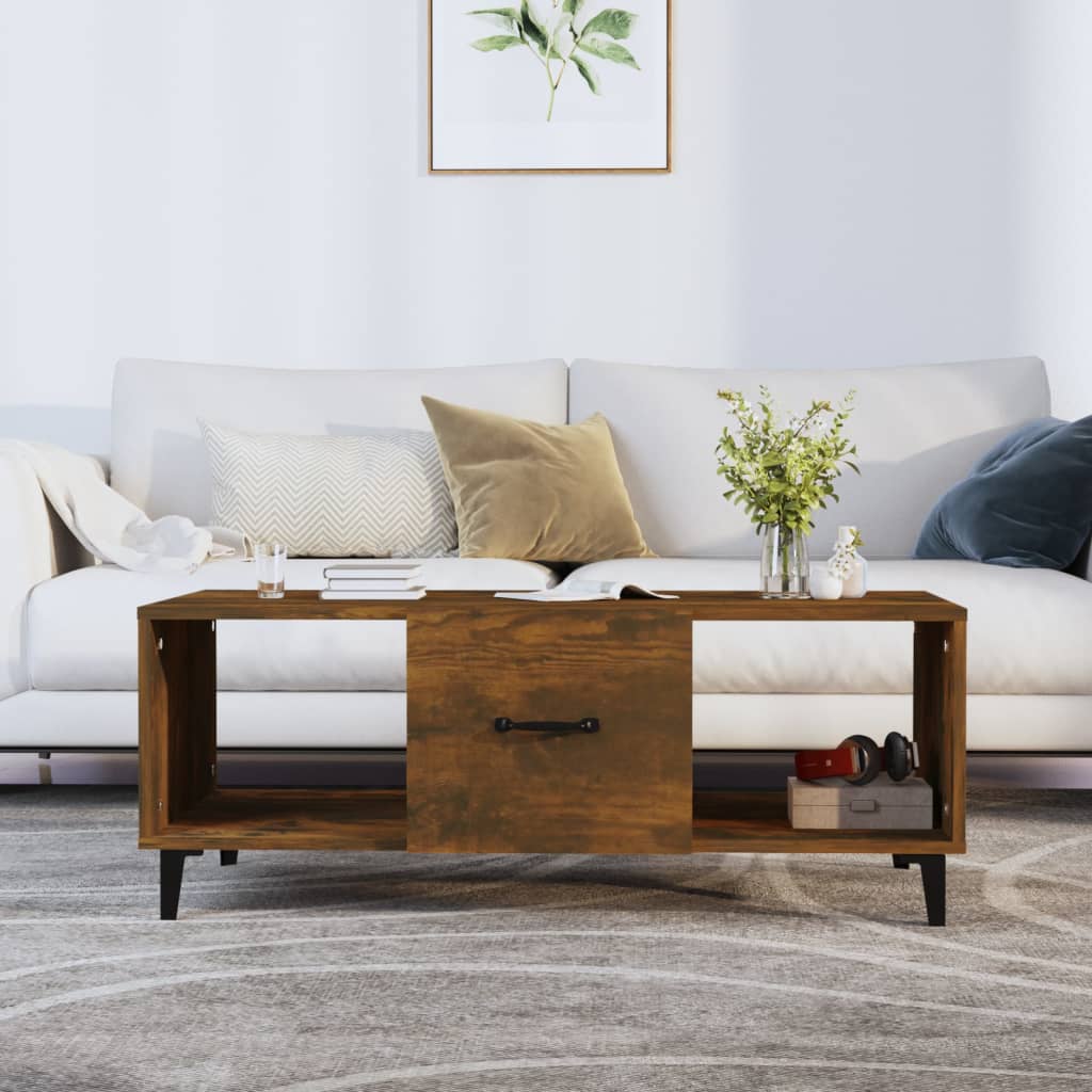 vidaXL Coffee Table Smoked Oak 102x50x40 cm Engineered Wood