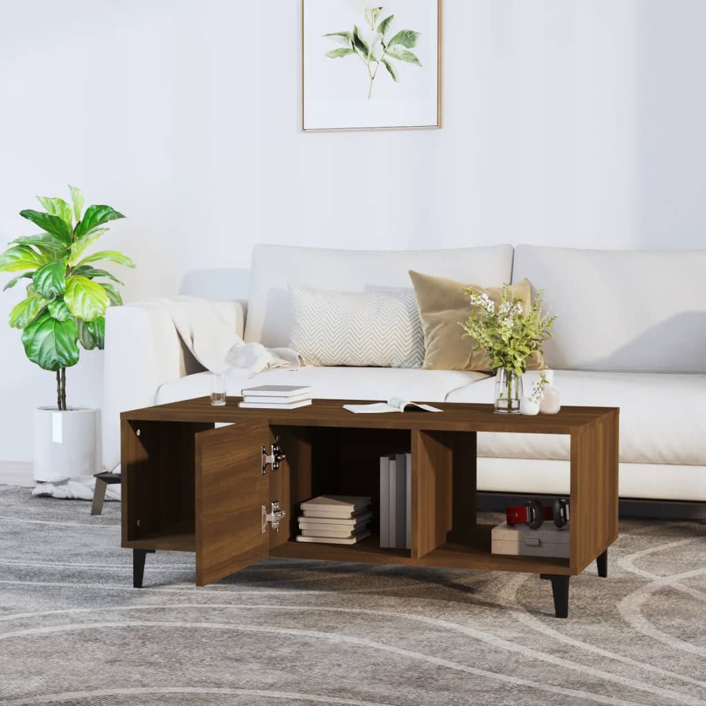 vidaXL Salontafel 102x50x40 cm bewerkt hout bruin eikenkleur afbeelding