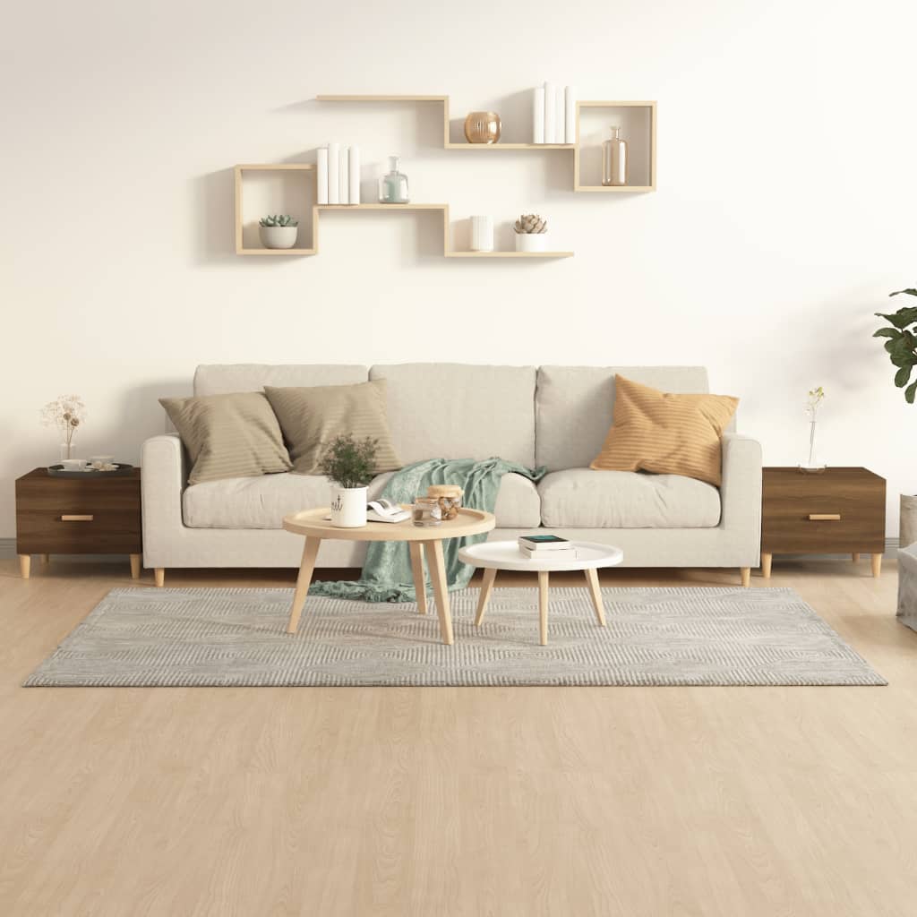 vidaXL sofaborde 2 stk. 50x50x40 cm konstrueret træ brun egetræsfarve