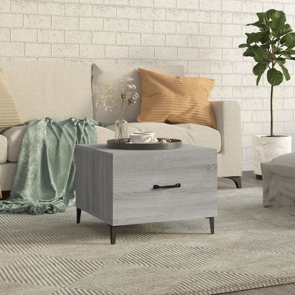 10: vidaXL sofabord med metalben 50x50x40 cm grå sonoma-eg