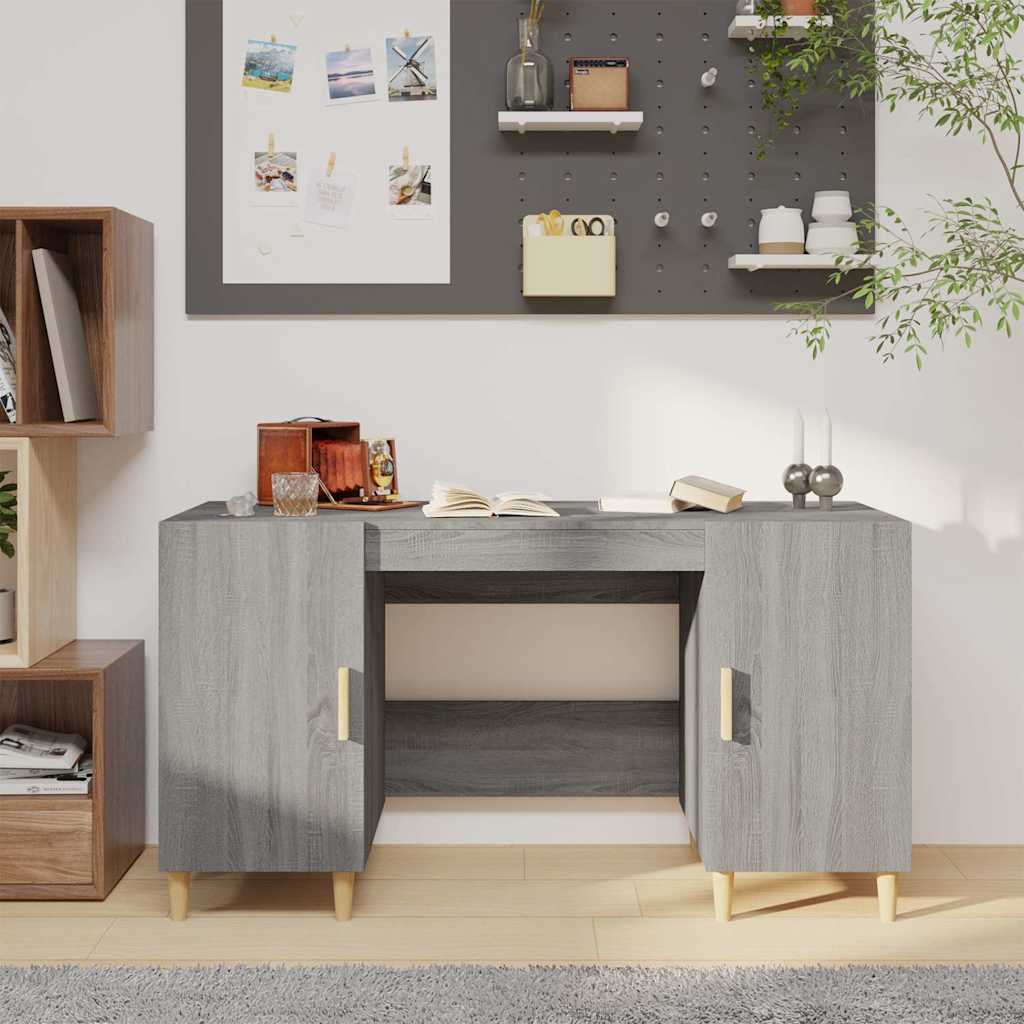 vidaXL skrivebord 140x50x75 cm konstrueret træ grå sonoma-eg