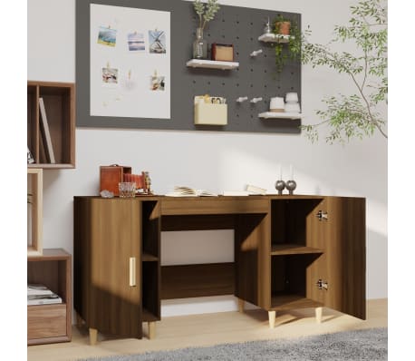 vidaXL Skrivebord brun eik 140x50x75 cm konstruert tre