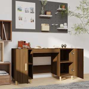 vidaXL Skrivebord brun eik 140x50x75 cm konstruert tre