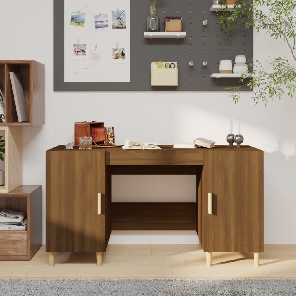 vida XL Schreibtisch Braun Eichen-Optik 140x 50x 75 cm Holzwerkstoff