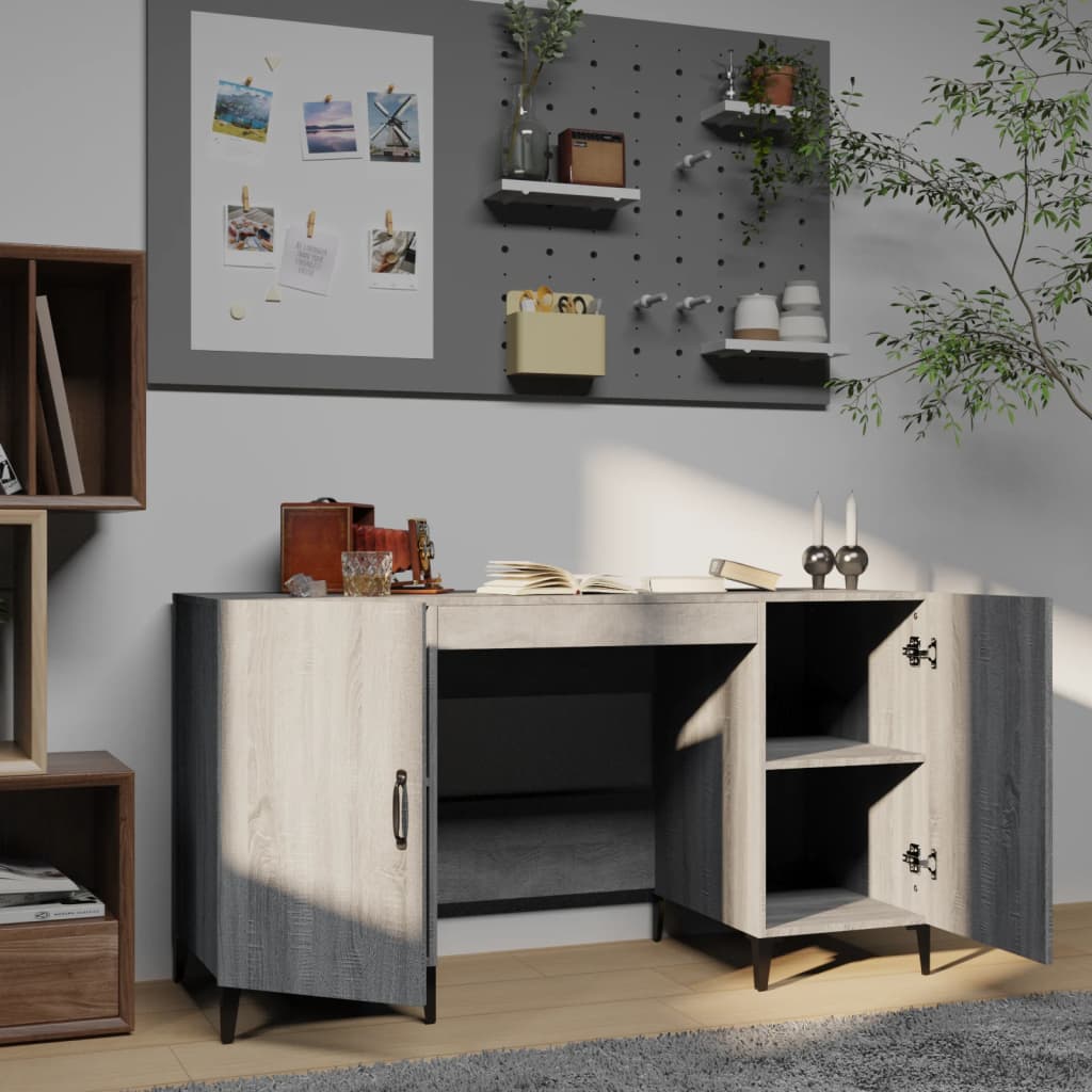 vidaXL Bureau Sonoma gris 140x50x75 cm Bois d'ingénierie