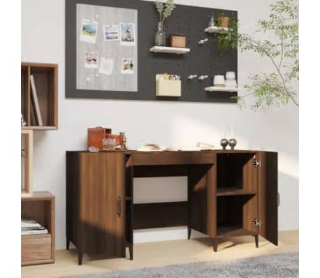 vidaXL Skrivebord brun eik 140x50x75 cm konstruert tre