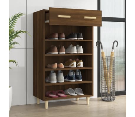 vidaXL Shoe Cabinet Brown Oak 60x35x105 cm Engineered Wood