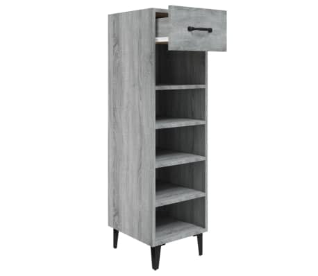 vidaXL Шкаф за обувки, сив сонома, 30x35x105 см, инженерно дърво