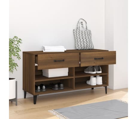 vidaXL Schoenenkast 102x35x55 cm bewerkt hout bruin eikenkleur