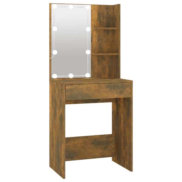 vidaXL tualettlaud LEDiga, suitsutatud tamm, 60 x 40 x 140 cm