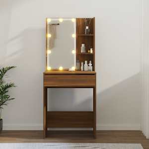 Toaletní stolek s LED hnědý dub 60 x 40 x 140 cm - obrázek 13