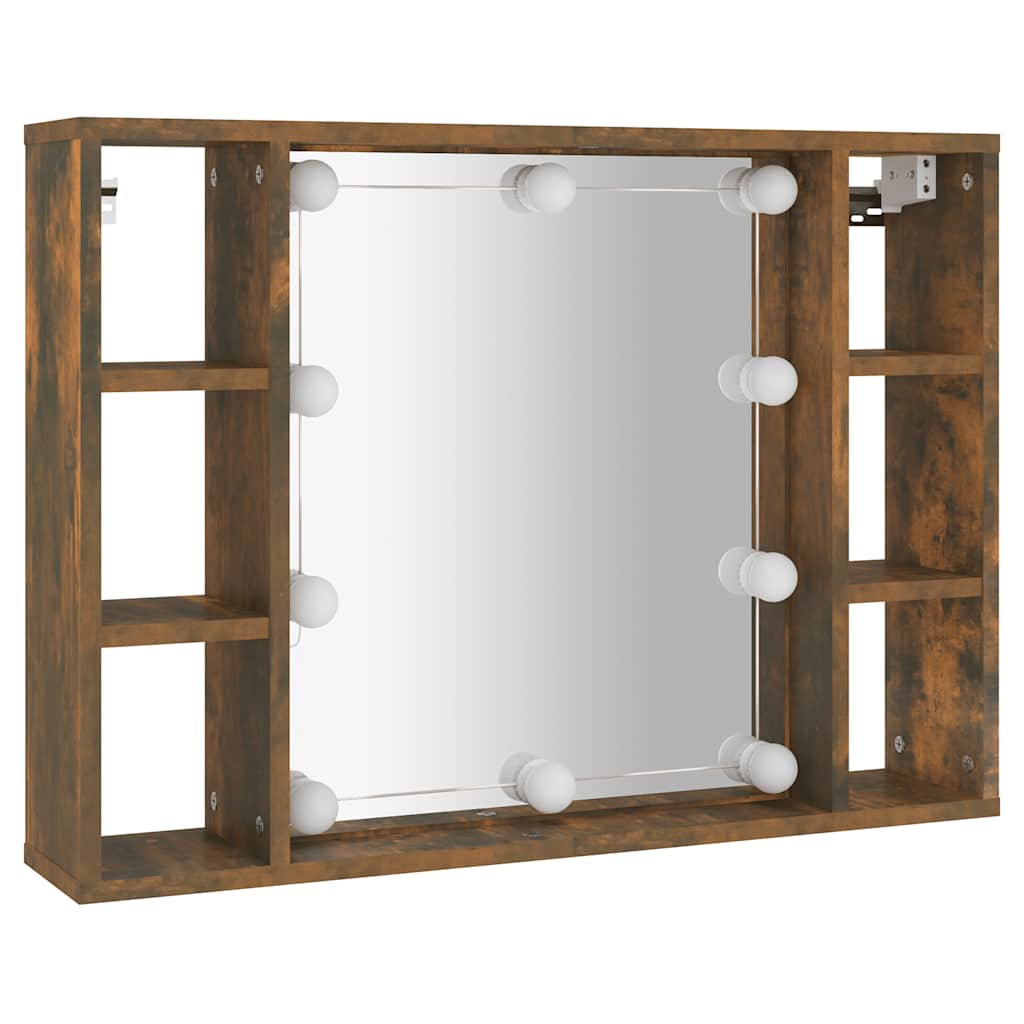 Thumbnail - vidaXL Spiegelschrank mit LED Räuchereiche 76x15x55 cm