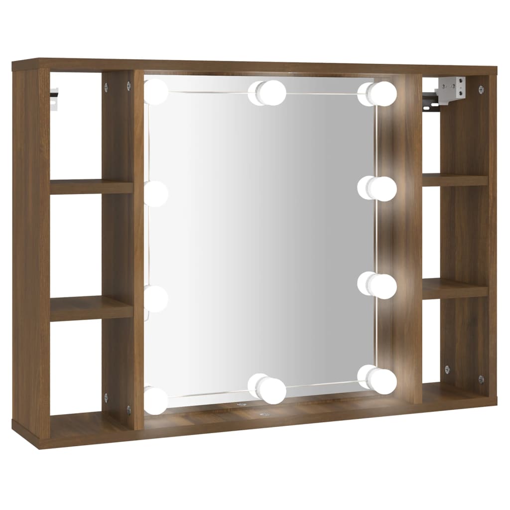 Thumbnail - vidaXL Spiegelschrank mit LED Braun Eichen-Optik 76x15x55 cm