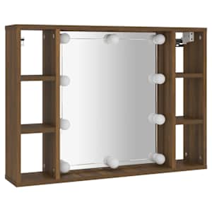 Zrcadlová skříňka s LED hnědý dub 76 x 15 x 55 cm - obrázek 3