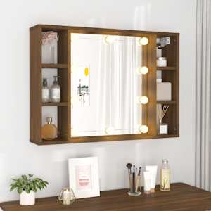 Zrcadlová skříňka s LED hnědý dub 76 x 15 x 55 cm - obrázek 4