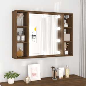 Zrcadlová skříňka s LED hnědý dub 76 x 15 x 55 cm - obrázek 1