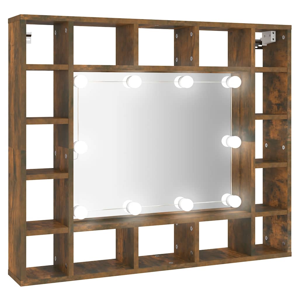 Thumbnail - vidaXL Spiegelschrank mit LED Räuchereiche 91x15x76,5 cm