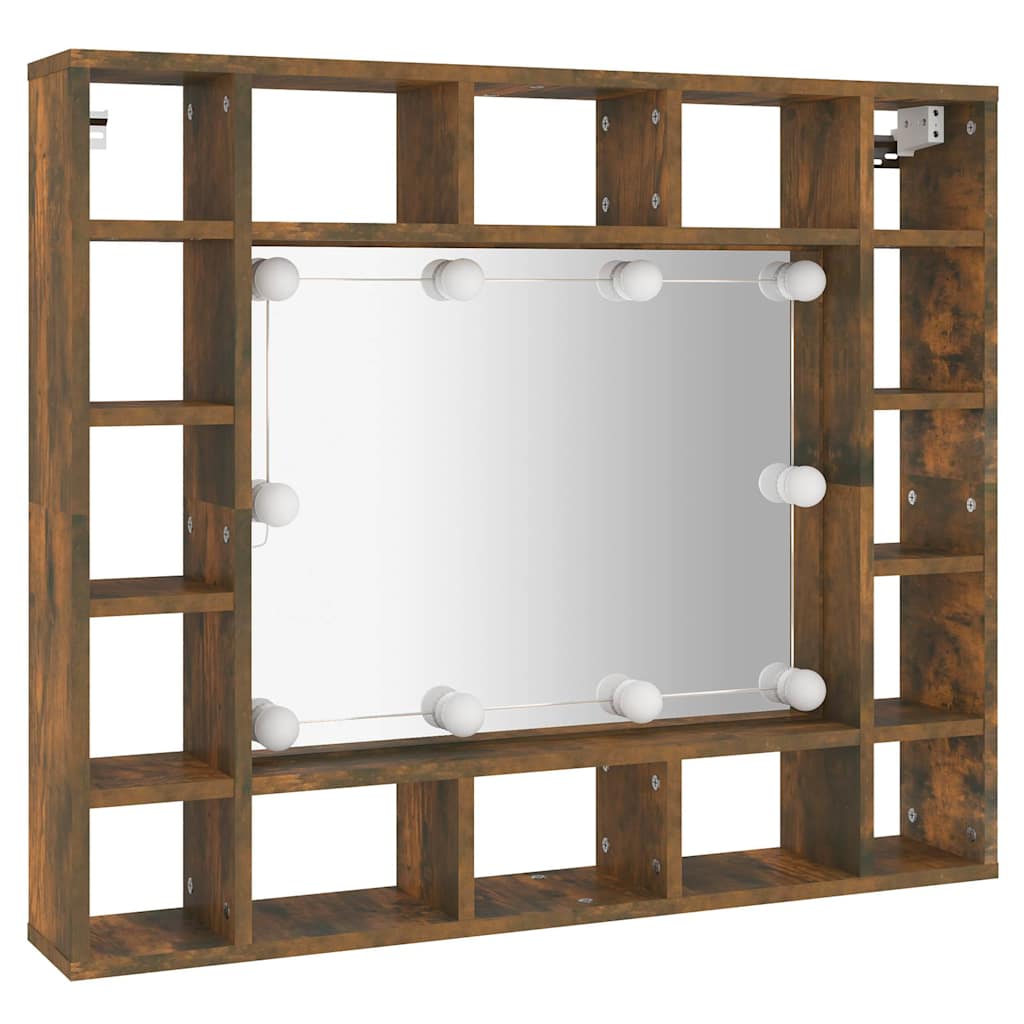Thumbnail - vidaXL Spiegelschrank mit LED Räuchereiche 91x15x76,5 cm