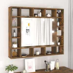 Zrcadlová skříňka s LED kouřový dub 91 x 15 x 76,5 cm - obrázek 1