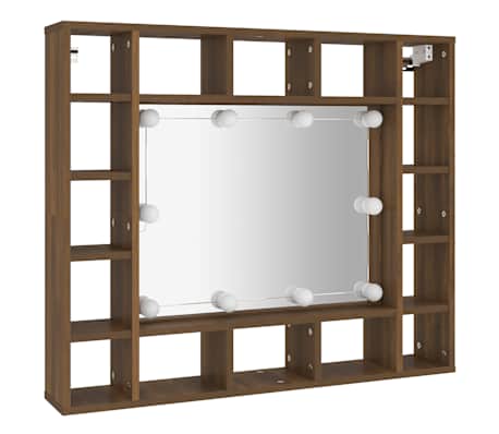 vidaXL Mobile da Bagno a Specchio con LED Rovere Marrone 91x15x76,5 cm