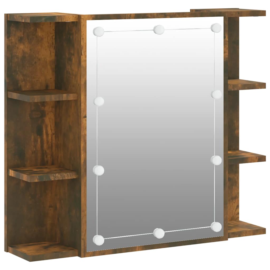 Thumbnail - vidaXL Spiegelschrank mit LED Räuchereiche 70x16,5x60 cm
