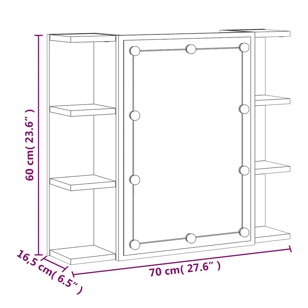 Zrcadlová skříňka s LED kouřový dub 70 x 16,5 x 60 cm - obrázek 19