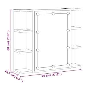 Zrcadlová skříňka s LED kouřový dub 70 x 16,5 x 60 cm - obrázek 19