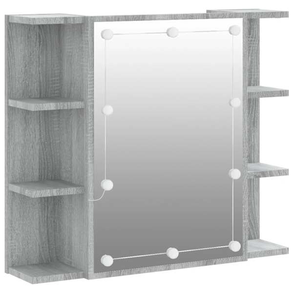 vidaXL peegelkapp LEDiga, hall Sonoma tamm, 70 x 16,5 x 60 cm