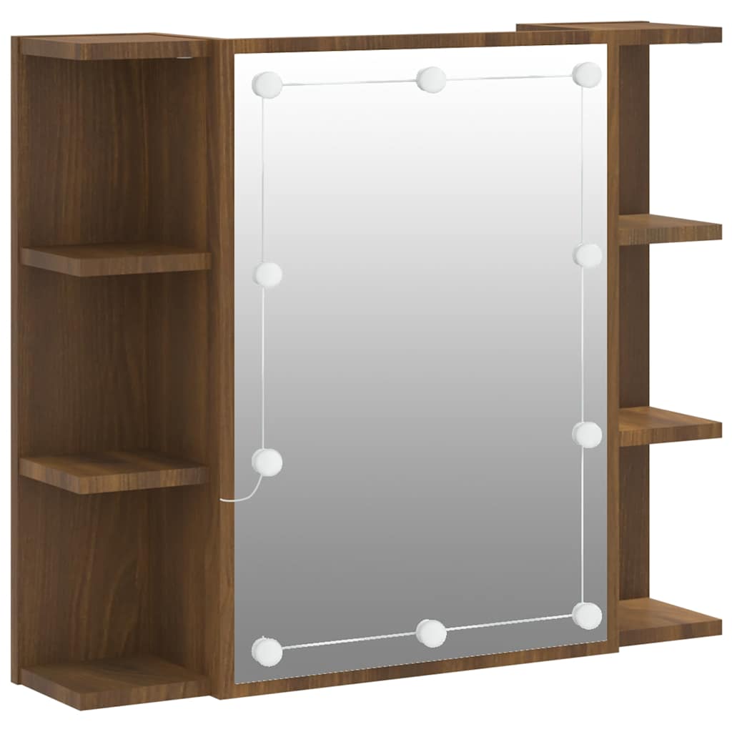 Thumbnail - vidaXL Spiegelschrank mit LED Braun Eichen-Optik 70x16,5x60 cm