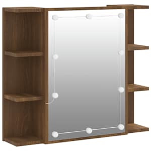 Zrcadlová skříňka s LED hnědý dub 70 x 16,5 x 60 cm - obrázek 2