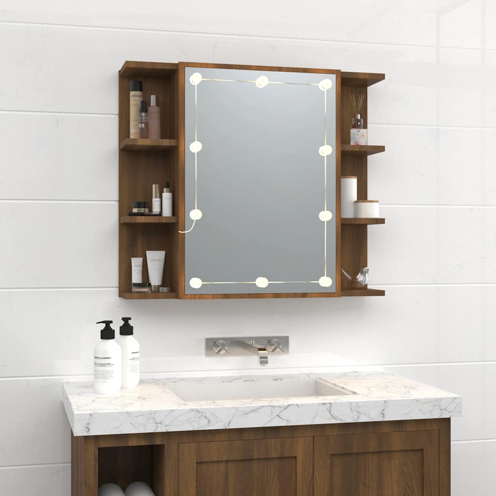 Thumbnail - vidaXL Spiegelschrank mit LED Braun Eichen-Optik 70x16,5x60 cm