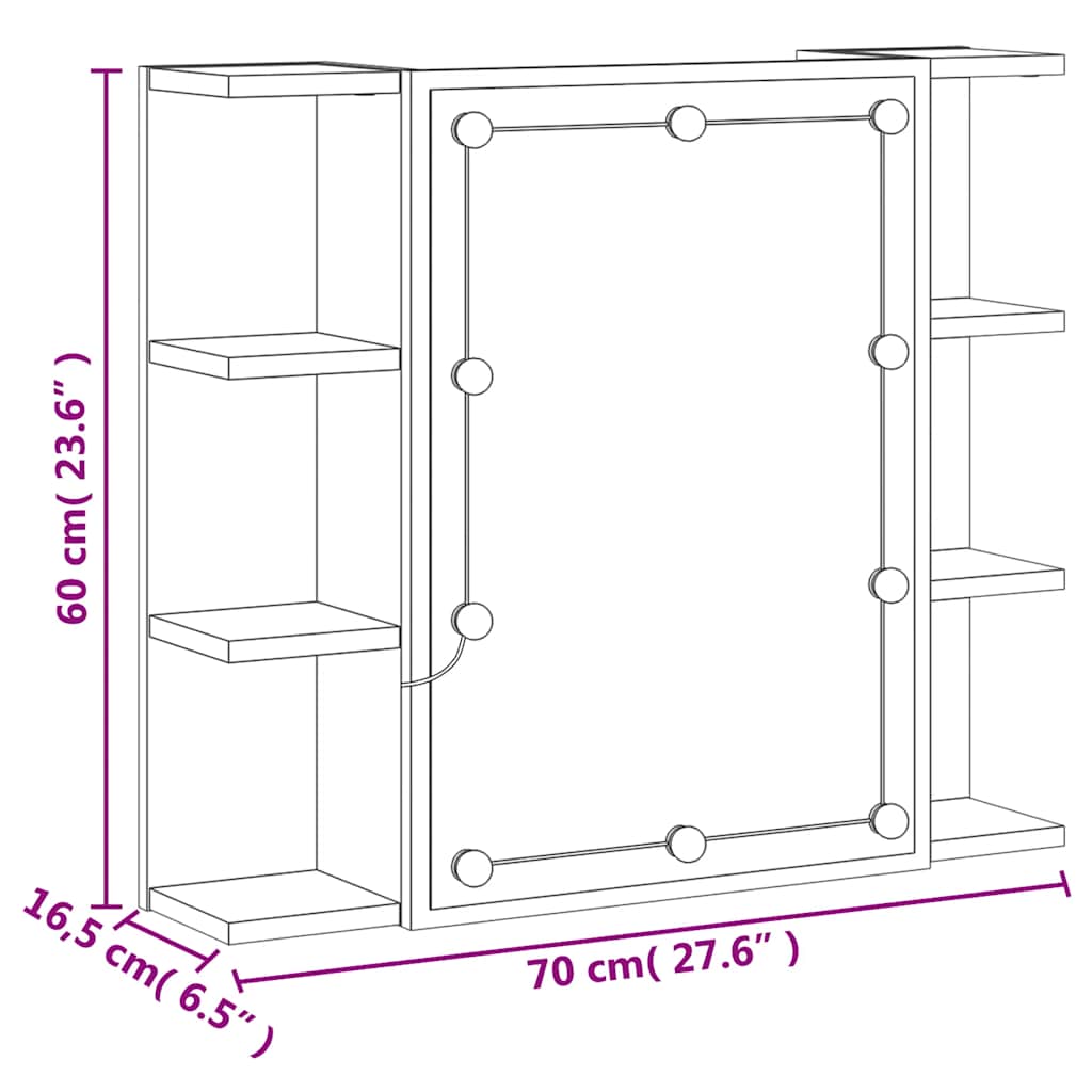 Zrcadlová skříňka s LED hnědý dub 70 x 16,5 x 60 cm - obrázek 19
