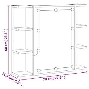 Zrcadlová skříňka s LED hnědý dub 70 x 16,5 x 60 cm - obrázek 19