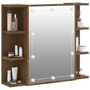 Zrcadlová skříňka s LED hnědý dub 70 x 16,5 x 60 cm - obrázek 6